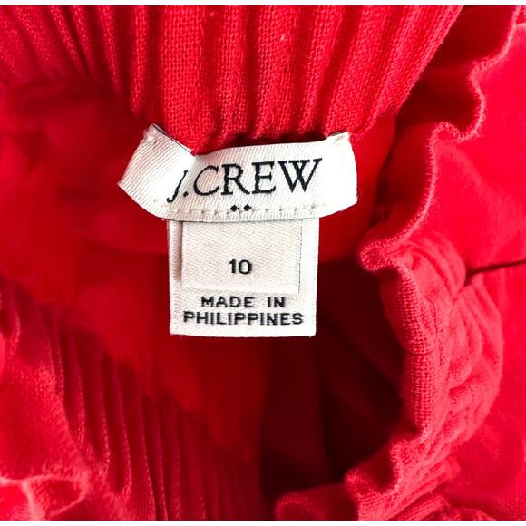 J. Crew Skirt WMNS 10 Red Scalloped Edge Linen Blend Pull On Elastic Waist Mini - Picture 4 of 8